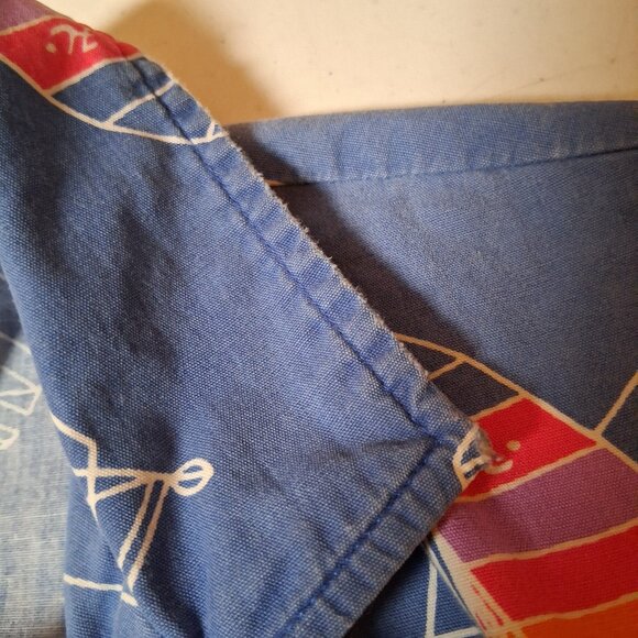 Vintage 1990s Hobie Cat Sailboat Shirt M Blue Rainbow Sail Sailing Beach Party - Picture 15 of 16